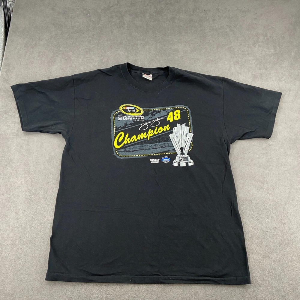 Y2K Chase Authentics NASCAR Racing T‎ Shirt Sz XL Black Jimmie Johnson 5x Champ